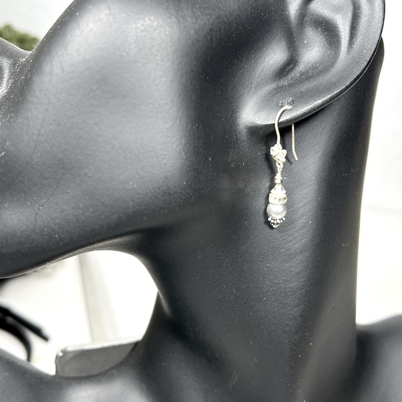 GREY PEARL SWAROVSKI STERLING SILVER SET BRACELET AND EARRINGS - Picture 4 of 6